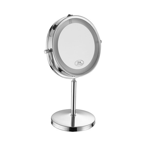 3W LED Kosmetikspiegel mit Licht - 7 Zoll, 1X und 3X Vergrößerung, 360° Rotation, batteriebetrieben, Chrom-Finish