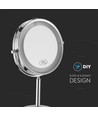 3W LED Kosmetikspiegel mit Licht - 7 Zoll, 1X und 3X Vergrößerung, 360° Rotation, batteriebetrieben, Chrom-Finish