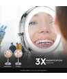 3W LED Kosmetikspiegel mit Licht - 7 Zoll, 1X und 3X Vergrößerung, 360° Rotation, batteriebetrieben, Chrom-Finish