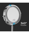 3W LED Kosmetikspiegel mit Licht - 7 Zoll, 1X und 3X Vergrößerung, 360° Rotation, batteriebetrieben, Chrom-Finish
