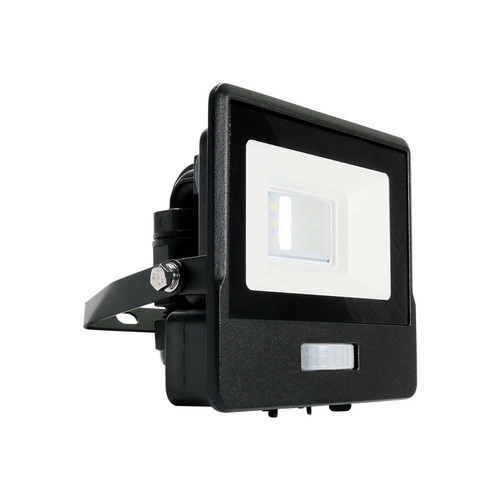 10W Flutlichtstrahler - PIR Sensor, Samsung Chip, 4000K, Schwarzes Gehäuse
