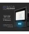 10W Flutlichtstrahler - PIR Sensor, Samsung Chip, 4000K, Schwarzes Gehäuse