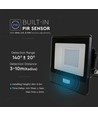 30W LED Flutlicht mit Sensor - Samsung LED Chip, IP65, schwarz, slim, Außenbereich