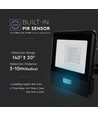 20W LED Flutlicht mit Sensor - Samsung LED Chip, IP65, schwarz, 1m Kabel, kaltweiß