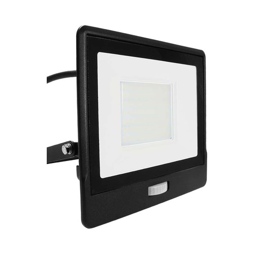 50W LED Flutlicht mit Sensor - Samsung LED Chip, IP65, schwarz, 6500K, 5 Jahre Garantie