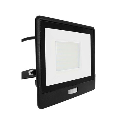 50W LED Flutlicht mit Sensor - Samsung LED Chip, IP65, schwarz, 6500K, 5 Jahre Garantie