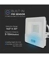 20W LED Flutlicht mit Sensor, Samsung LED Chip - 4000K, weiß, IP65, PIR Sensor, Außenbereich