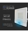 50W Fluter - PIR-Sensor, Samsung-Chip, 1m Kabel, 4000K, weißes Gehäuse, Arbeitsleuchte