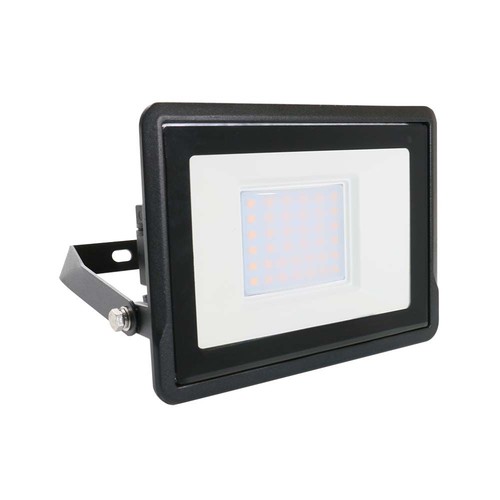 30W LED Flutlicht, Samsung LED Chip - IP65, Kaltweiß, Schwarz, integrierte Anschlussbox, Außenbereich