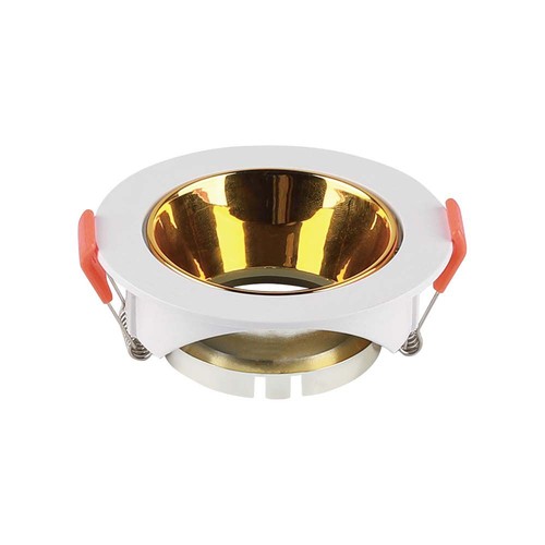 GU10 Einbaustrahler - Rund, weiß/gold, PC Kunststoff, Ausschnitt: Ø7,2 cm, Maße: Ø8,5 cm, ohne Leuchtmittel