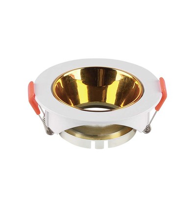 GU10 Einbaustrahler - Rund, weiß/gold, PC Kunststoff, Ausschnitt: Ø7,2 cm, Maße: Ø8,5 cm, ohne Leuchtmittel
