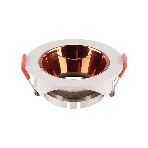 GU10 Einbaustrahler - Rund, weiß mit Rose Gold Reflektor, IP20, Ausschnitt: Ø7,2 cm, Maße: Ø8,5 cm