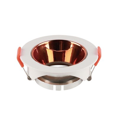 GU10 Einbaustrahler - Rund, weiß mit Rose Gold Reflektor, IP20, Ausschnitt: Ø7,2 cm, Maße: Ø8,5 cm