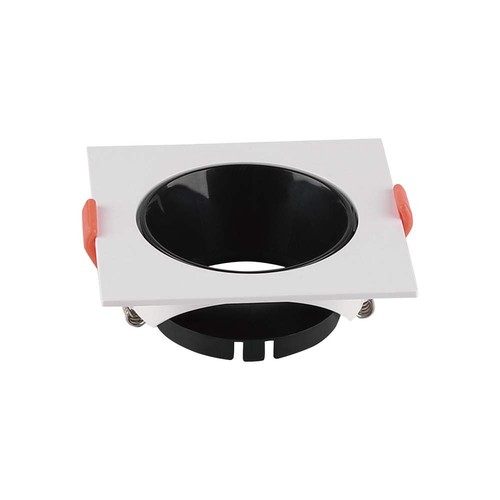 GU10/MR16 Downlight mit schwarzem Reflektor - Ohne Leuchtmittel, Schwarz, Lochausschnitt: Ø7,2 cm, Maße: 8,5x8,5 cm