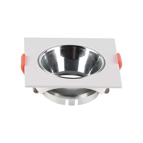 GU10 Einbaustrahler - Quadratisch, weiß mit Chrom Reflektor, Ausschnitt: Ø7,2 cm, 8,5 x 8,5 cm