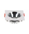 GU10 Einbaustrahler - Quadratisch, weiß mit Chrom Reflektor, Ausschnitt: Ø7,2 cm, 8,5 x 8,5 cm