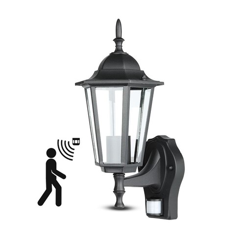 E27 Wandleuchte m. Sensor - IP44 Außenbereich, schwarz, ohne Leuchtmittel