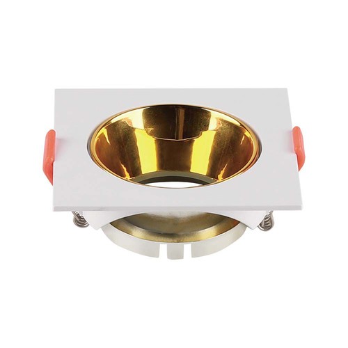 GU10 Einbaustrahler - Eckig, weiß mit Gold Reflektor, Ausschnitt: Ø7,2 cm, ohne Leuchtmittel