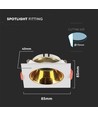 GU10 Einbaustrahler - Eckig, weiß mit Gold Reflektor, Ausschnitt: Ø7,2 cm, ohne Leuchtmittel