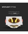 GU10 Einbaustrahler - Eckig, weiß mit Gold Reflektor, Ausschnitt: Ø7,2 cm, ohne Leuchtmittel