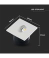 3W quadratischer LED Einbauspot für Treppen - 4000K, 270lm, Loch: 62mm, Maße: 80x80mm