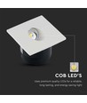 3W quadratischer LED Einbauspot für Treppen - 4000K, 270lm, Loch: 62mm, Maße: 80x80mm