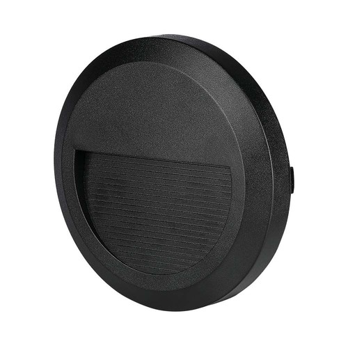 2W LED Wandleuchte für Treppen - Rund, schwarz, 3000K, 80lm, Ø15cm, Innen / Außen