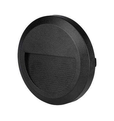 2W LED Wandleuchte für Treppen - Rund, schwarz, 3000K, 80lm, Ø15cm, Innen / Außen