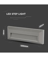 3W rechteckiger LED Treppenspot - IP65, grau, 3000K, für Wandeinbau