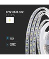 5m 8W/m strahlwassergeschützter LED Strip - 24V, IP65, 120 LED pro Meter, 6500K