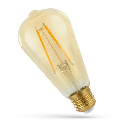 E27 5W LED-Leuchtmittel - ST58, Filament, bernsteinfarbenes Glas, extra warm