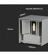 11W LED Wandleuchte - Bridgelux Chip, 3000K, Grau, quadratisch, Aluminium, IP65