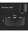 5W LED Wandleuchte, IP65 - Schwarz, 630lm, warmweiß, Up/Down Light, Außen/Innen