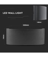 7W LED Wandleuchte, schwarz - IP65, 3000K, doppelter Lichtstrahl, Außen
