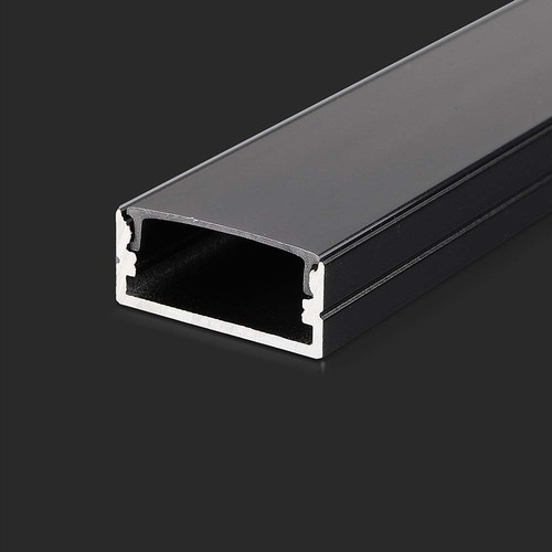 2m schwarzes Aluprofil Montage-Set - 23,5x10mm, inkl. schwarzer Abdeckung