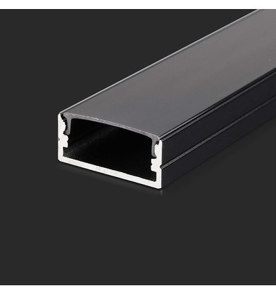 2m schwarzes Aluprofil Montage-Set - 23,5x10mm, inkl. schwarzer Abdeckung