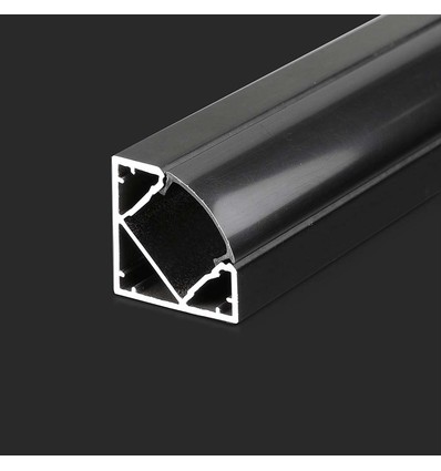 2m Eck-Aluminiumprofil für LED-Streifen - Schwarz, inkl. schwarzer Abdeckung, 19x19mm