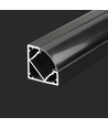 2m Eck-Aluminiumprofil für LED-Streifen - Schwarz, inkl. schwarzer Abdeckung, 19x19mm
