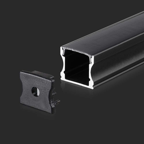 2m Schwarzes Alu-Profil für LED-Streifen - Inkl. Schwarzer Abdeckung und Endkappen