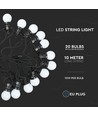0,5W - LED-Lichterkette mit Glühbirnen, 10m, 20 Glühbirnen, EU-Stecker, 6000K, 24V