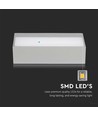 9W Außengehäuse - LED, Auf-/Abwärtslicht, weiches Licht, mittel, 6400K, grau
