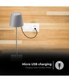 3W wiederaufladbare LED Tischleuchte, Touch dimmbar - 5V, Grau, 3000K, 4000mAh Akku, Eisen