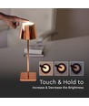 3W wiederaufladbare LED Tischleuchte, Gold - Touch dimmbar, 4000K, 4000mAh Akku, 8-10 Stunden Laufzeit