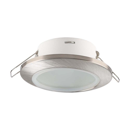 GU10 Einbaustrahler - Satin Nickel, rund, IP44, Loch: Ø7,0 cm, Maße: Ø9,2 cm