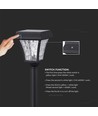 2W LED Solar Gartenlampe mit Erdspieß - Schwarz, 3-in-1 CCT, Bewegungssensor, IP65, Höhe 93cm, Aluminium
