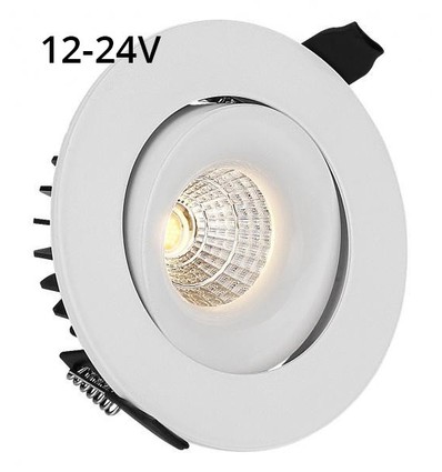 9W Ø11,5cm Einbaustrahler RA90 - 12V-24V, Lochausschnitt: Ø9,5 cm, Maße: Ø11,5 cm, weißer Rand