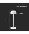 2W wiederaufladbare LED Tischleuchte, weiß - IP54, Touch dimmbar, 5V, warmweiß, bis zu 10 Stunden Akku