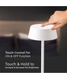 2W wiederaufladbare LED Tischleuchte, weiß - IP54, Touch dimmbar, 5V, warmweiß, bis zu 10 Stunden Akku