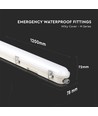 120cm 36W wasserdichte komplette LED Wannenleuchte mit Notlicht - Samsung LED Chip, 120lm/W, IP65, 4000K, 3 Stunden Akkubetrieb
