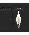 E14 4W LED Filament Windstoßkerze - 3000K, warmweiß, ersetzt 35W